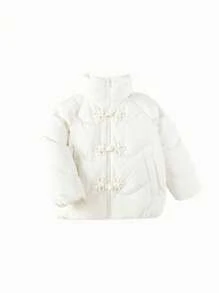 Balabala Girls' Short Down Jacket New Chinese-Style Winter 2024 Collection With Stand-Up Collar - Beige - View 4