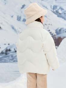 Balabala Girls' Short Down Jacket New Chinese-Style Winter 2024 Collection With Stand-Up Collar - Beige - View 3