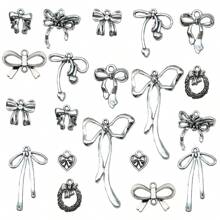 20 件混合时尚金属蝴蝶结饰物可爱蝴蝶结吊坠适用于 DIY 珠宝耳环项链手链工艺品配件