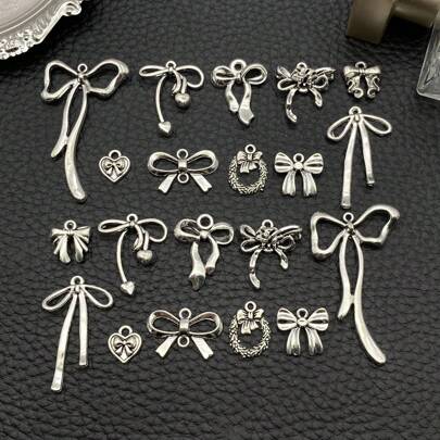 20pcs Mixed Fashion Metal Bow Charm Cute Bow Pendant For DIY Jewelry Earrings Necklace Bracelet Crafts Accessories Valentines