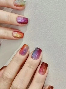 Monina 30 件精美猫眼美甲贴纸，彩虹糖猫眼水晶，手工渐变，半透明，甜美糖果玻璃珠猫眼，时尚迷人，朦胧星空，节日送给女性的完美礼物 - 珊瑚粉 - 查看 2