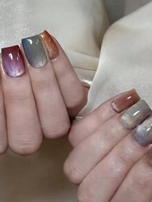 Monina 30 件精美猫眼美甲贴纸，彩虹糖猫眼水晶，手工渐变，半透明，甜美糖果玻璃珠猫眼，时尚迷人，朦胧星空，节日送给女性的完美礼物 - 珊瑚粉 - 查看 4