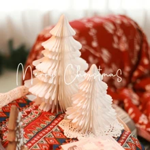 Set Of 2, Christmas Tree-Shaped Desktop Decorations, Festive Decor, Honeycomb Paper Christmas Tree Decor, Party Decor For Christmas Gatherings, Table Centerpieces For Christmas, New Year's Eve Parties, And Holiday Ambiance Enhancements.