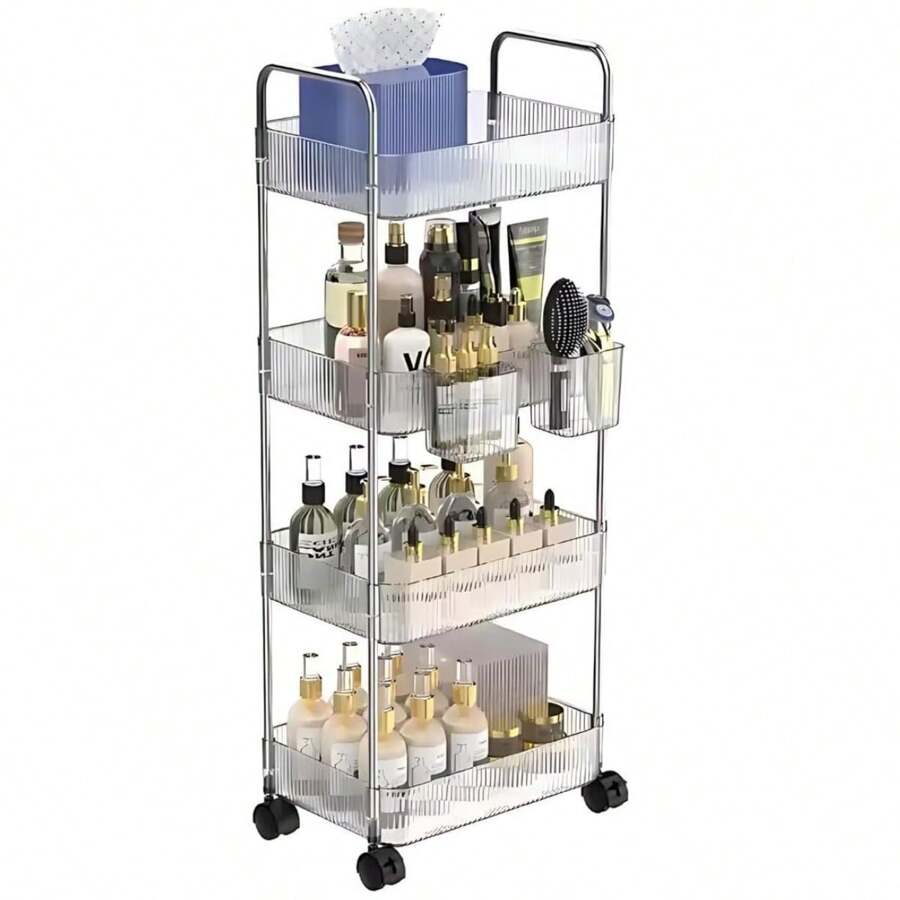 4-Tier Multipurpose Acrylic Organizer Cart With Compact Wheels - Bạc - Xem 1