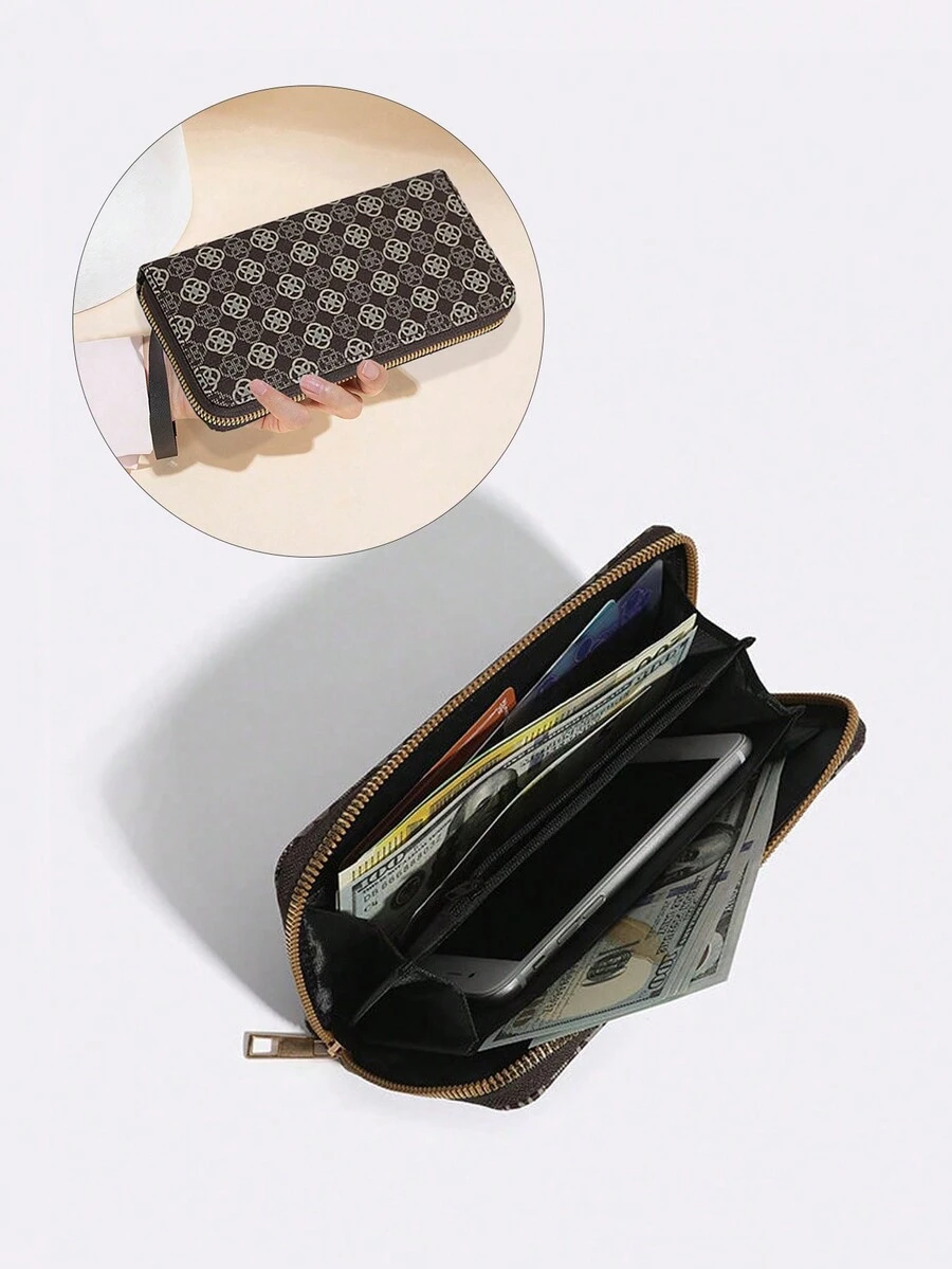 1 Ví dài họa tiết đồng xu cổ điển, Túi cầm tay nhẹ, Túi đựng thẻ, Túi đựng điện thoại di động, Phong bì đỏ, Ví khóa kéo dung lượng lớn cá nhân hóa và di động cho phụ nữ, Ví dài thời trang cho nữ và Ví đựng tiền xu Túi đựng thẻ ngân hàng gấp gọn thời trang và cao cấp - Nhiều màu - Xem 1