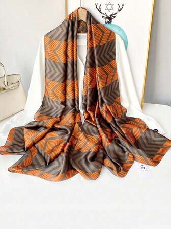 1pc Women's New Silk Chiffon Scarf, Summer Imitation Silk Long Scarf, Travel Sunscreen Beach Towel