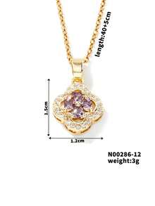 1 件时尚女士钛钢链铜吊坠项链 - 金色吊墜項鍊 - 查看 9