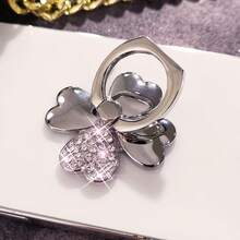 360°旋转闪亮花朵指环手机支架 - 通用闪亮金属手机指环支架，可爱便携手机配件，适用于所有智能手机 - 彩色 - 查看 6