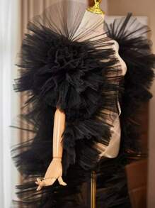 欧美风格新娘网眼披肩/裹身裙，非常适合婚礼派对主持人，带尾巴万圣节服装秋季女士服装