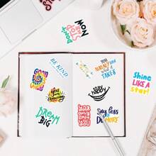 50 piezas de adhesivos decorativos con textos inspiradores tipo graffiti para teléfono, computadora, equipaje, cuaderno