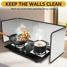 3 Sided Splatter Guard Folded Oil Splatter Screen Grease Splatter Guard Oil Splash Insulation Board Stove Heat Insulation Board For Frying Cooking - Silver - View 1