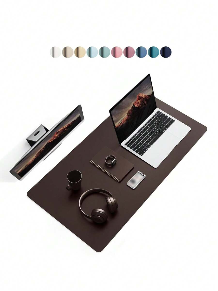 Fates Nappa Texture Non-Slip Desk Mat, Waterproof PU Leather Mouse Pad, Desktop Protector, Ultra-Thin Desk Blotter, Easy To Clean Laptop Writing Pad, 1mm Thickness