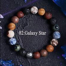 1 件天然麻雀石珠情侣手链时尚拉长石金天鹅紫水晶水晶珠女士珠宝经典黑火山熔岩哑光黑曜石灵气疗愈强力保护手链男士弹性手镯情侣礼物 - 彩色 - 查看 4