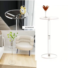 Acrylic End Table, Clear Side Tables For Small Space,10" L X 10" W X 21" H ,Modern Side Coffee Table For Living Room/Bedroom/Bathroom/Office/Outdoor/Business, Easy To Install(Please Tear Off The Protective Film Before Use To Ensure The Panel Is Clear And Transparent) - 白色 - 查看 4