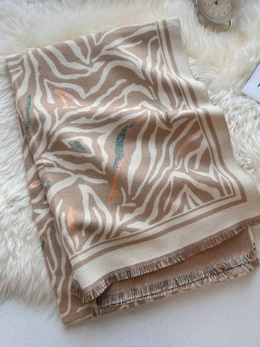FADZOYLE 1 chiếc khăn choàng cổ nữ Cashmere Feel Color thời trang dài tua rua khăn choàng tua rua cổ điển in hoa giữ ấm mềm mại mượt thời trang khăn choàng lớn và quấn cho mùa thu đông cuộc sống hàng ngày váy dạ hội du lịch công sở mùa đông đám cưới và quà tặng - Màu Khaki - Xem 1