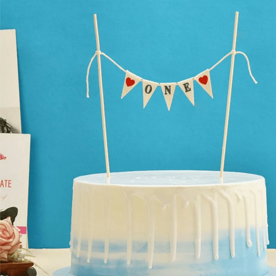 1PC Đồ trang trí bánh sinh nhật cho bé một tuổi một, Đồ trang trí tiệc cờ bánh châu Âu