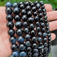 Natürliche Tigeraugen Perlen in Lila, Grün, Blau und Gold, runde Perlen zum Selbermachen von Armbändern und Halsketten für die Schmuckherstellung, 15 Zoll Strang, 6/8/10/12mm