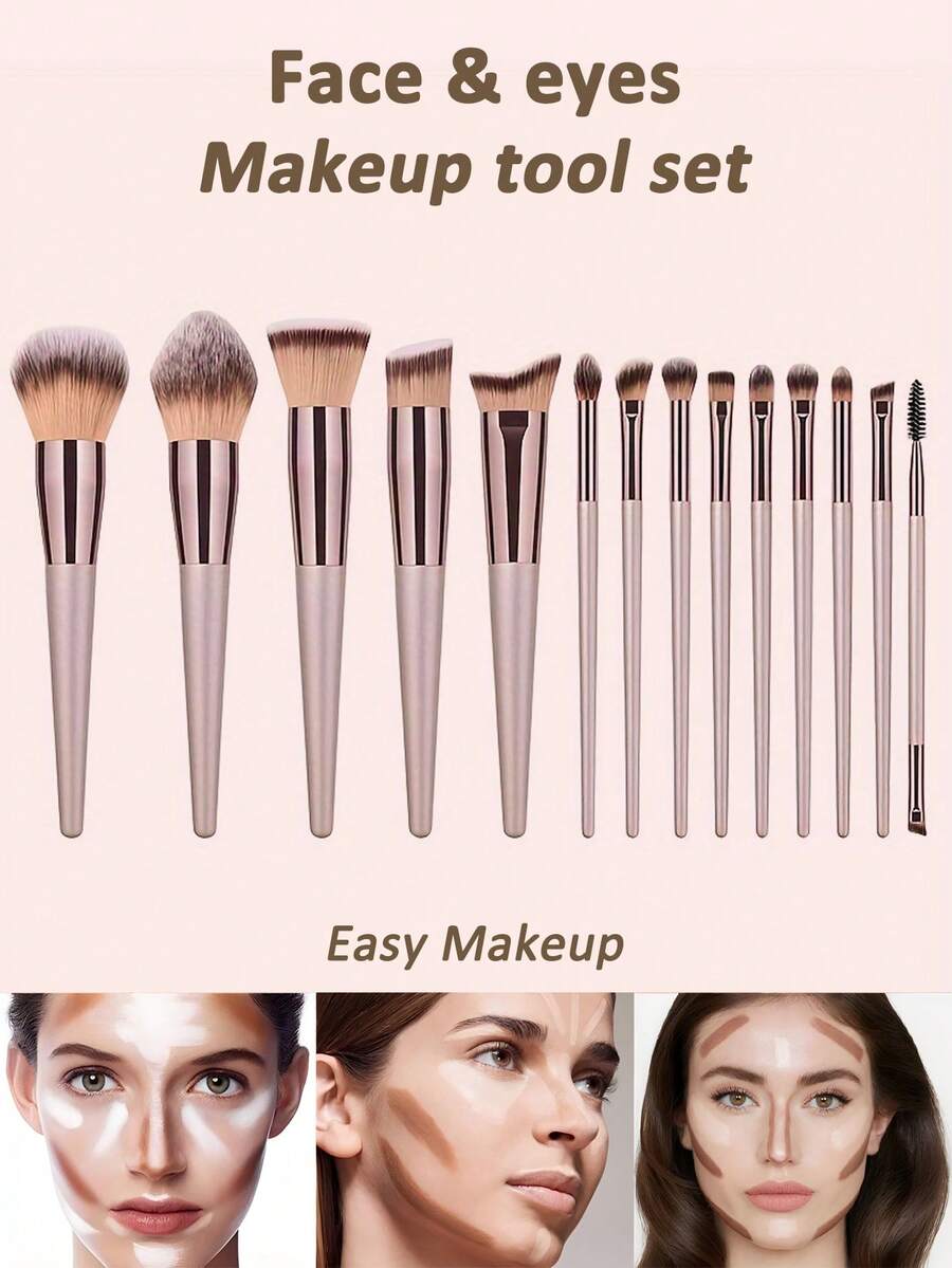 14 Pieces Soft Hair Brush Professional Makeup Brush Set - Advanced Resin Stick, Palm Design, Suitable For All Skin Types, All Sizes Of Foundation Make-Up, Concealer, Eye Shadow, Blush Set, Portable Travel Essentials,Brush Set,Makeup Brush Kit,Make Up Brush Set,Make Up Set Complete,Makeup Brush Set,Complete Makeup Kit,Brush Kit,Brushes Makeup Set,Makeup Gift Set