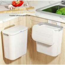 Hanging Trash Can Without Holes For The Kitchen On The Wall 9L Waste Bin - trắng - Xem 1