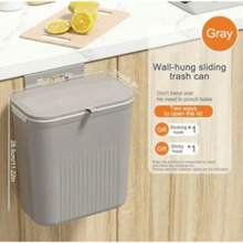 Hanging Trash Can Without Holes For The Kitchen On The Wall 9L Waste Bin - trắng - Xem 5