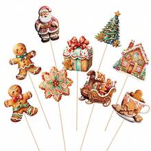 9pcs Christmas Decoration Gingerbread Men & Vase Fillers, Winter Christmas Theme Party Tabletop Centerpieces - 9pcs/bag - View 7