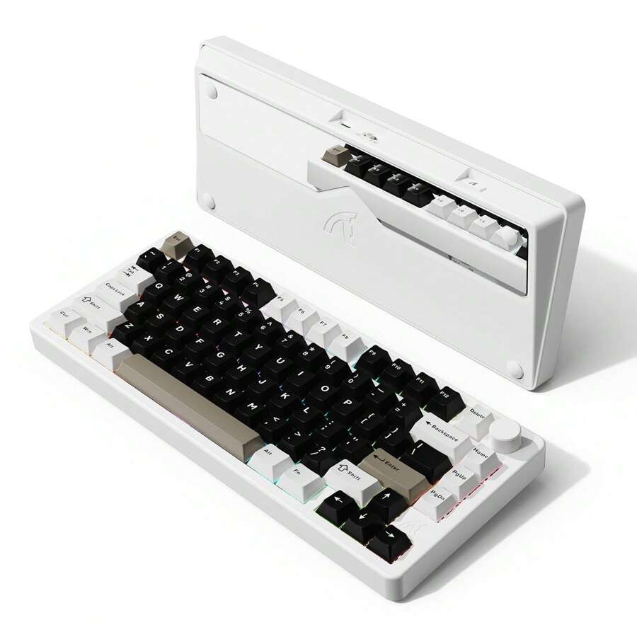 ATTACK SHARK X86 75% Wireless Gasket Mechanical Keyboard With Knob, CNC Aluminum Turd, 3 Mode Connectivity,82 Key Hot Swappable,Custom Linear Switches RGB Gaming Keyboard For Win - 乳白色 - 查看 1
