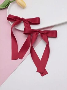 2pcs Sweet Girl's Black & Red Bow Fabric Hair Clips, Ballerina Style, Cute & Simple, Suitable For Everyday, Party, Festival Matching,Hair Accessories,Hair Barrettes Claw Clips - Black - View 3