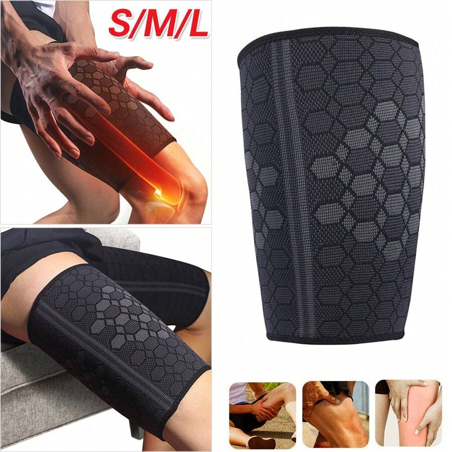 5PCS Thigh Support Compression Sleeve Leg Brace Hamstring Swelling Quadriceps Relief - Black - View 1