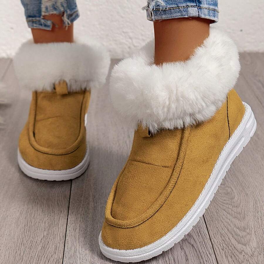 Giày đế bằng cổ tròn, đế mềm, thoải mái, size đế bằng, thời trang thu đông 2024 mới - Màu vàng - Xem 1