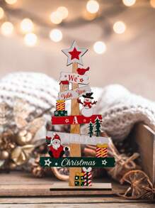 1 套木制圣诞树桌面木制标志设计有雪人圣诞老人、乡村圣诞节小矮人装饰品,适用于家庭、酒店、商店、酒吧、市场装饰、圣诞节 - 彩色 - 查看 7