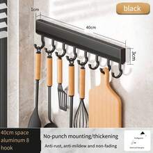 1 Giá treo đồ gắn tường nhà bếp bằng hợp kim nhôm không cần khoan - Nhiều màu - Xem 10