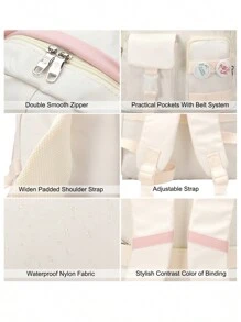 3PCS Pencil Box With Lunch Bag Hidds Laptop Backpacks 15.6 Inch School Bag College Backpack Anti Theft Travel Daypack Large Bookbags For Teens Girls Women Students (Pink) - Beige - View 6