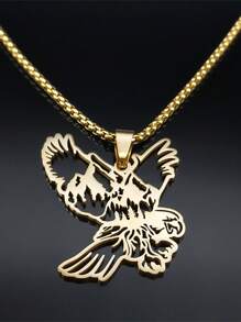 创意飞鹰山脉项链 男女款 不锈钢金色树森林链 礼物