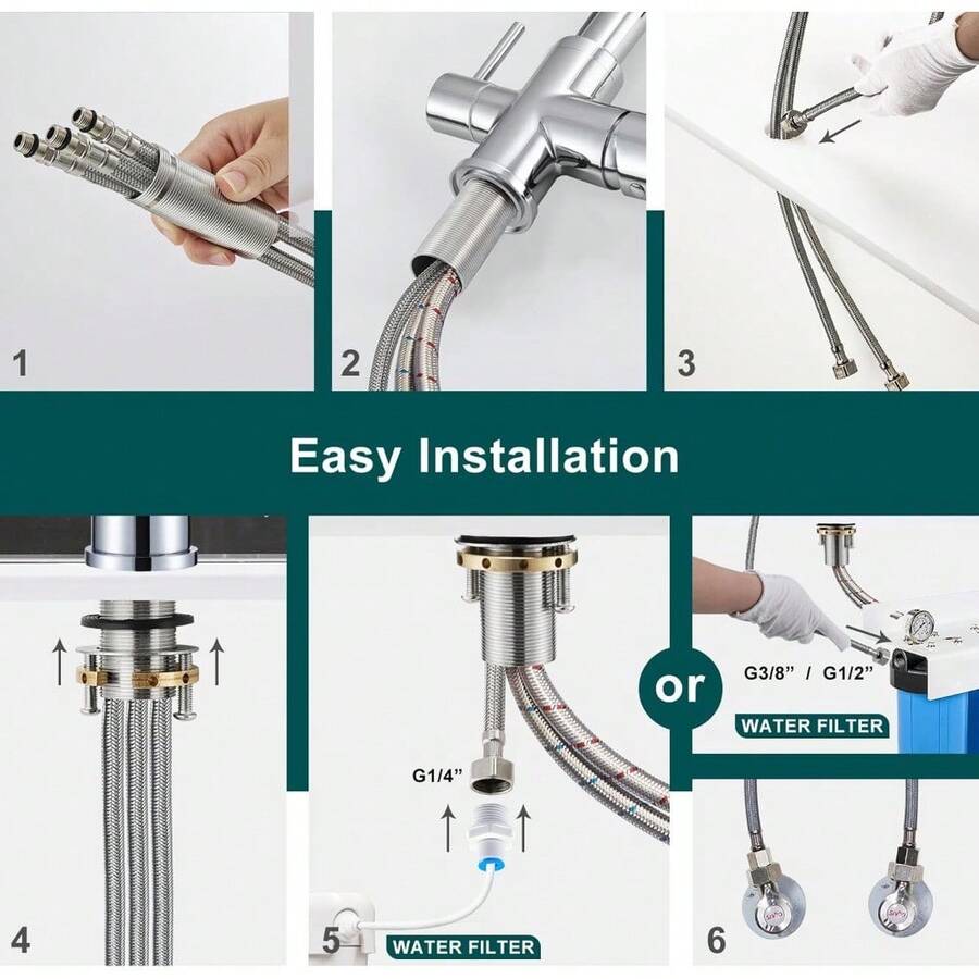 3 Way Water Filter Taps Swivel Spout Pure Drinking Water Kitchen Sink