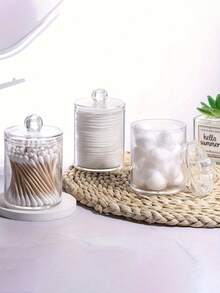 1 件带盖清洁棉签容器、防尘收纳盒、牙线和牙签架、轻质台面浴室收纳盒 - 彩色 - 查看 4