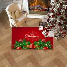 Weihnachtliche dekorative Fußmatte für Eingangsbereich, Wohnzimmer, Sofa, Couchtisch, Badezimmer, hochflorigem Plüsch, leicht zu reinigen, geeignet für großflächige Heimdekoration, Badezimmerteppich, Outdoor-Matte, Herbstdekoration, Badezimmerzubehör, Eingangsbereichsdekoration