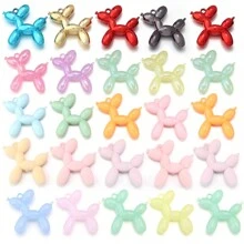 5pcs/Pack Assorted Acrylic Puffy Dog Pendant, Flocked Furry, Solid Color, Electroplated Metal, Jelly, Plated Colorful Puffy Dog Charms For DIY Phone, Key Chain, Necklace, Hair Accessory, Earrings Decoration Accessories