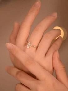 1pc Beautiful Mermaid Eye Shaped Micro-Inlaid S925 Pure Silver Ring, Suitable For Women Party And Valentine's Day - Gold - View 2