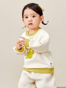 mini bala Áo nỉ co giãn lót nhiệt cho bé gái Bộ sưu tập mùa đông 2024 - trắng - Xem 3