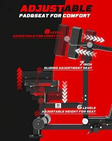 Seated Row Machine Back Workout: Back Row Machine Exercise Plate Loaded Gym Equipment T Bar Bicep Curl - 黑色 - 查看 6