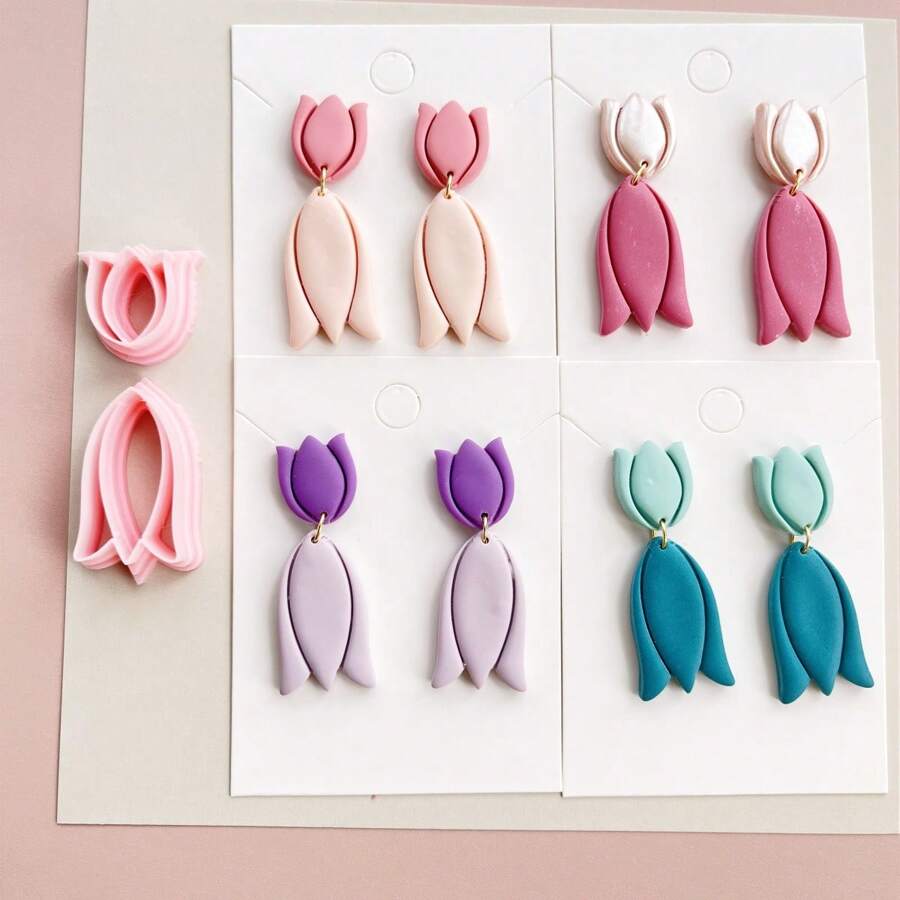 Polymer Clay Cutter DIY Ceramic Earrings Jewelry Pendants Tools INS Simple Asymmetrical Geometric Shapes Series Embossed Molds - LM-081-2PCS - View 1