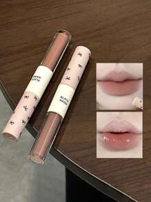 Brillo de labios doble espejo y mate 2 en 1, brillo de labios hidratante con aceites esenciales, tinte labial líquido brillante, labios hidratados y talla grande voluminosos, glaseado labial dulce de larga duración - Multicolor - Ver 12
