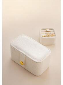 1PC/2pcs Mini Jewelry Organiser, PU Jewelry Box, Travel Portable Jewelry Holder, Ring Box Earring Organizer To Gifts For Women