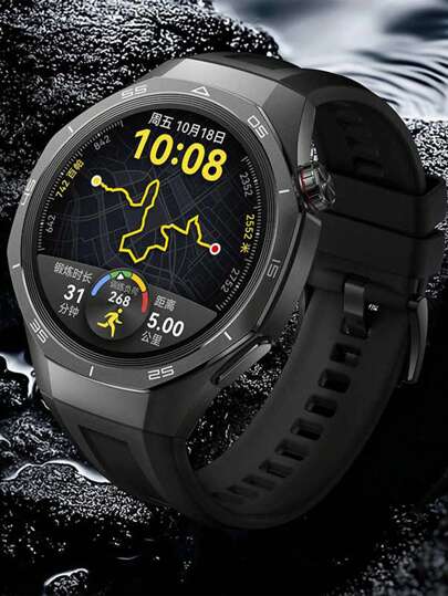 1 条硅胶表带兼容华为 Watch GT5 Pro 46 毫米表带手链适用于 GT5 Pro 46 毫米智能手表腕带配件