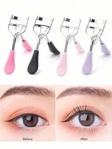 1 件便携式睫毛夹和 10 个硅胶垫，不锈钢粉色弧形手柄睫毛夹，卷曲和塑形，不伤睫毛，轻松安全地适应通用眼形，获得持久卷曲 - 彩色 - 查看 3