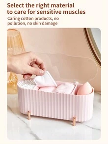 1 hộp đựng mút trang điểm đa năng có que làm sạch, khay đựng đồ trang điểm phòng tắm chống thấm nước có nắp, dung tích lớn để đựng dụng cụ trang điểm - Nhiều màu - Xem 3