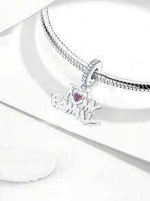 1 PC 925 Sterling Silver Family Heart Charm Bead Fit For Women Bracelets Bangles DIY Jewelry Making And Daily Outfit Matching Jewelry Decoration For Girls Valentines