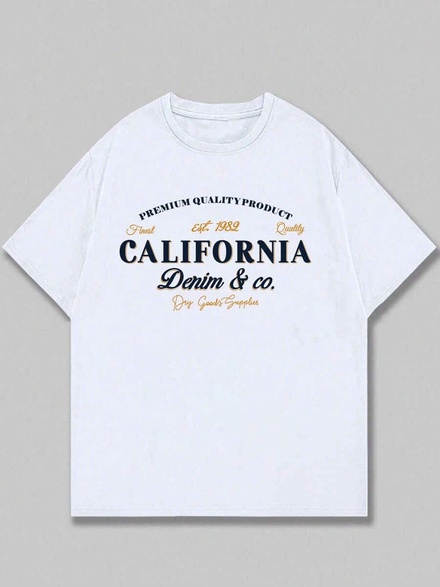 Retro Style Text Pattern Cotton T-Shirt Premium Comfortable Printed Top - trắng - Xem 1