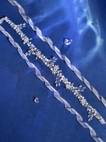 1pc Handmade Crystal Flower Vine Headband, Wedding Party Hair Ornament For Women - Silver - View 8