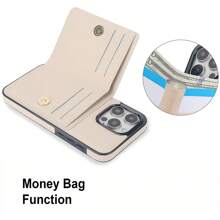 Wallet Case With Card Holder, 360° Rotation Ring Kickstand Magnetic Clasp And Durable Shockproof Cover Compatible With IPhone 16 15 14 13 12 11 Pro Max 7 8 Plus X XR XS Max - White - View 3